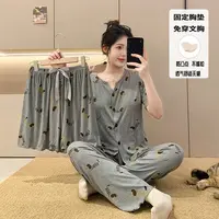 618开门红 夏季腊肠狗卡通睡衣女款短袖学生慵懒风家居服三件套装