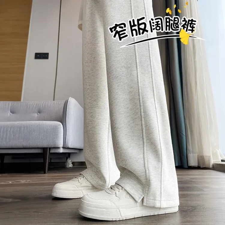 灰色运动裤女秋季薄款小个子2025新款窄版直筒香蕉休闲阔腿卫裤潮