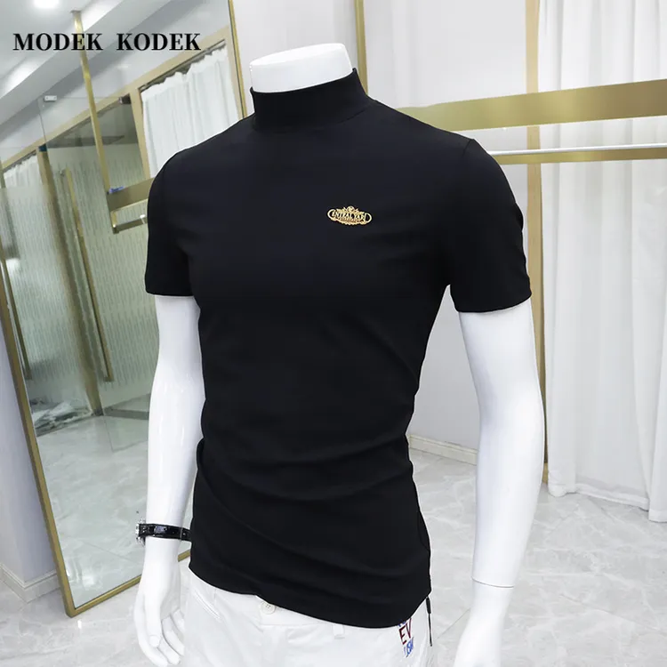 MODEK KODEK秋季新款男修身韩版上衣高级感潮牌纯色百搭时尚半袖