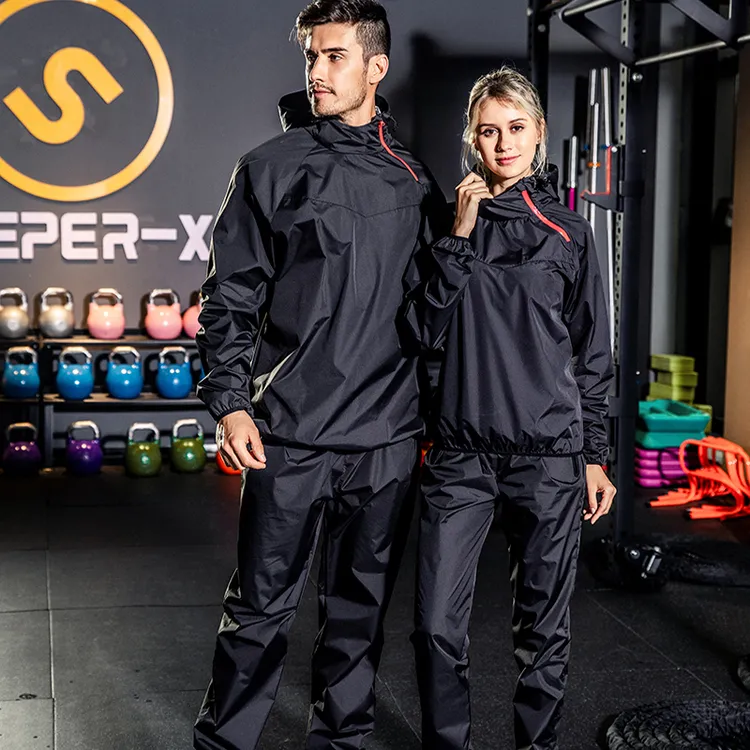 hamtolu专业大码爆汗服男士健身跑步运动套装减肥出汗晨跑训练服