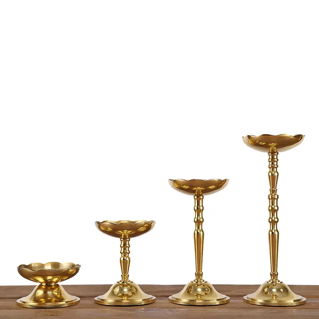 圆通佛具供灯烛台光身铜酥油灯座蜡烛底座长明灯蜡烛架客厅用品