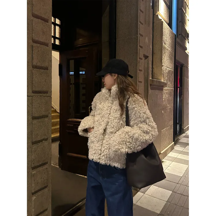 DYANGJUN【暖暖小羊羔】冬季新款羊羔毛小立领棉服外套