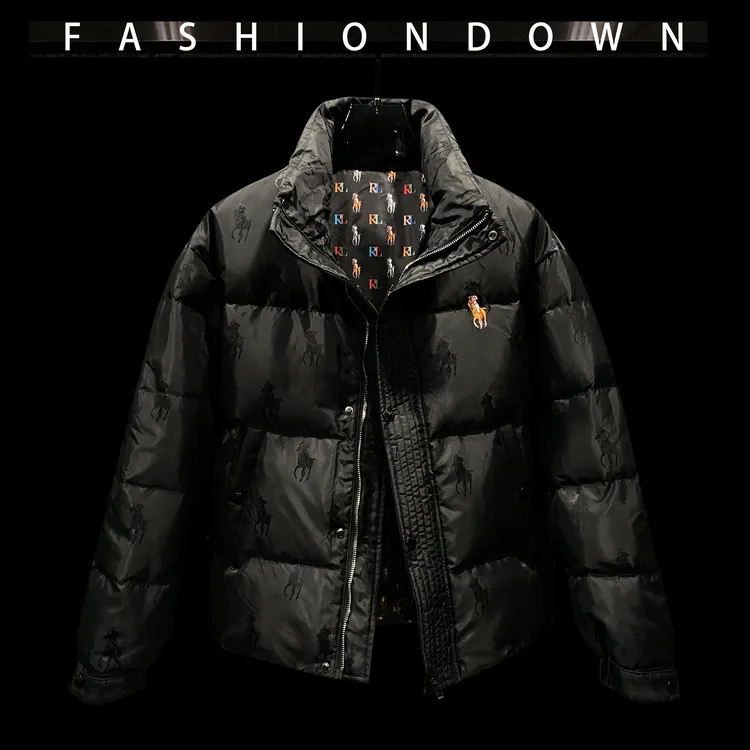 冬季新款保暖白鸭绒外套轻奢潮牌数码立体刺绣高端立领羽绒服