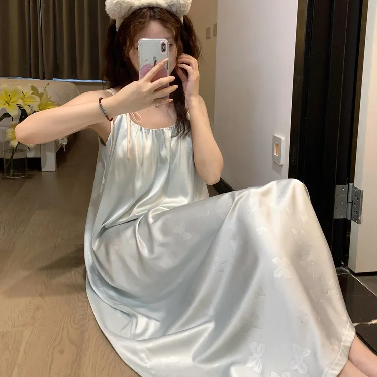 GPSUNLU高级感公主风提花冰丝睡裙夏天纯欲风吊带睡衣女款家居服