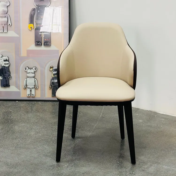 现代简约北欧实木软包靠背餐椅家用扶手休闲椅子商用接待书椅茶椅