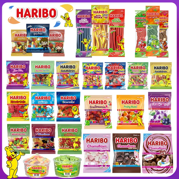 HARIBO哈瑞宝手牵手小金熊热带水果味酸味软糖德国进口零食礼物