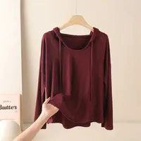 简约连帽长袖卫衣高弹打底帽衫女FYZ【 觅】   