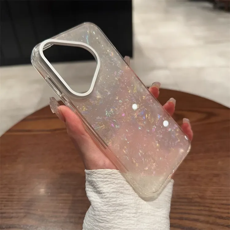  【闪粉贝壳纹】适用华为Pura70pro+手机壳透明P70简约保护套女防摔