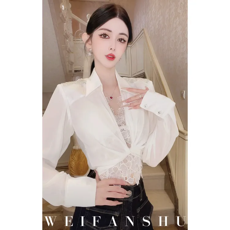 WEIFANSHU/魏凡舒【明媚女神】早春新款设计感高级两件套衬衫&吊带