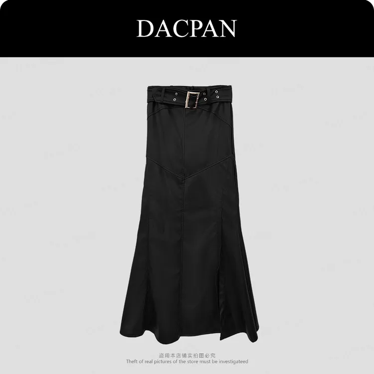 DACPAN-“皮影戏”侧开叉半身裙 皮裙 有内衬 2025/盼·PP 81035