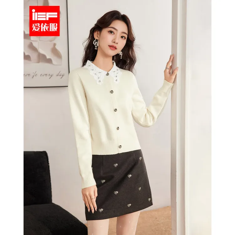 IEF/爱依服2025秋季新款法式温柔小香风通勤百搭设计感毛织上衣