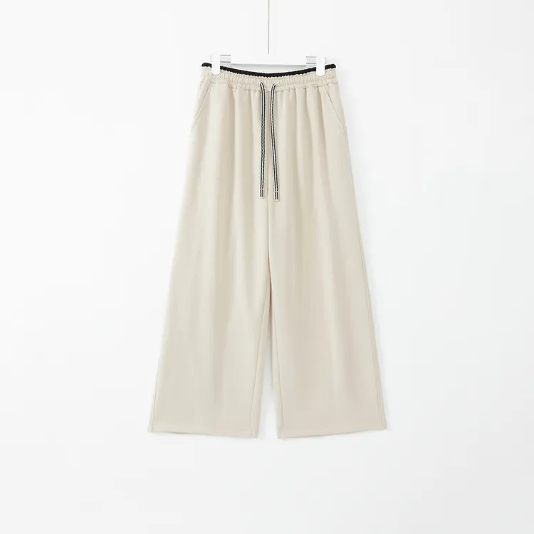 几里与麻 宽松撞色加绒抽绳休闲糯米裤 裤长102 2090957