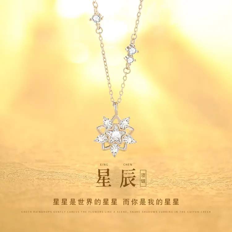 晶莱欧 坠链均925银 星辰项链银女生小众设计高级感锁骨链送女友