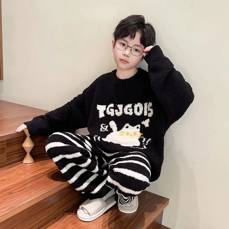 男童秋冬款睡衣2026新款儿童装珊瑚绒家居服男孩加绒加厚保暖冬季