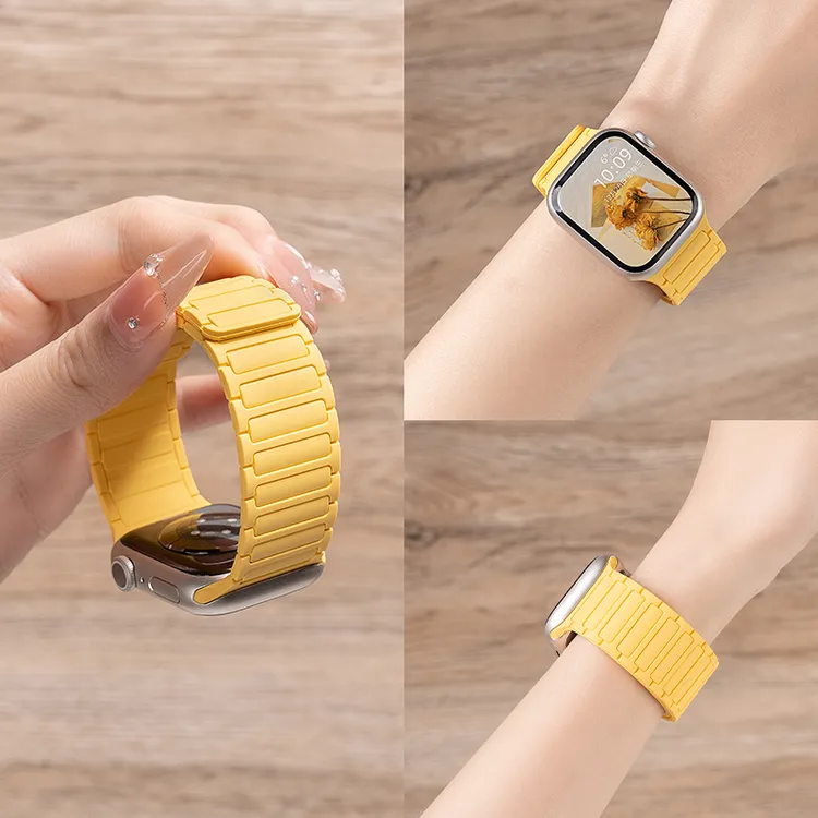 适用iwatch苹果S10手表applewatchS9表带s8磁吸7/6运动工装se硅胶