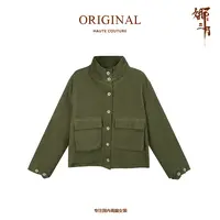 娜三月【极简风】复古休闲文艺柔软大口袋棉衣外套MY0019