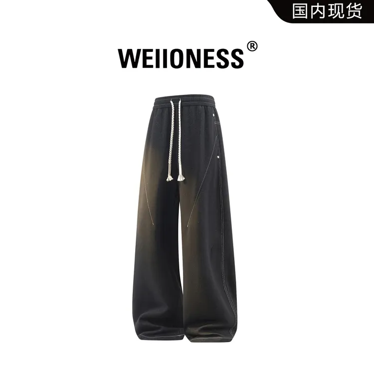 WEIIONESS美式复古休闲裤男2026春季新款直筒裤拼接潮流男生裤子