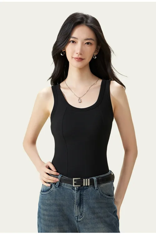 秋冬粗针加厚吊带时尚风女士保暖黑色修身辣妹收腰显瘦背心8889
