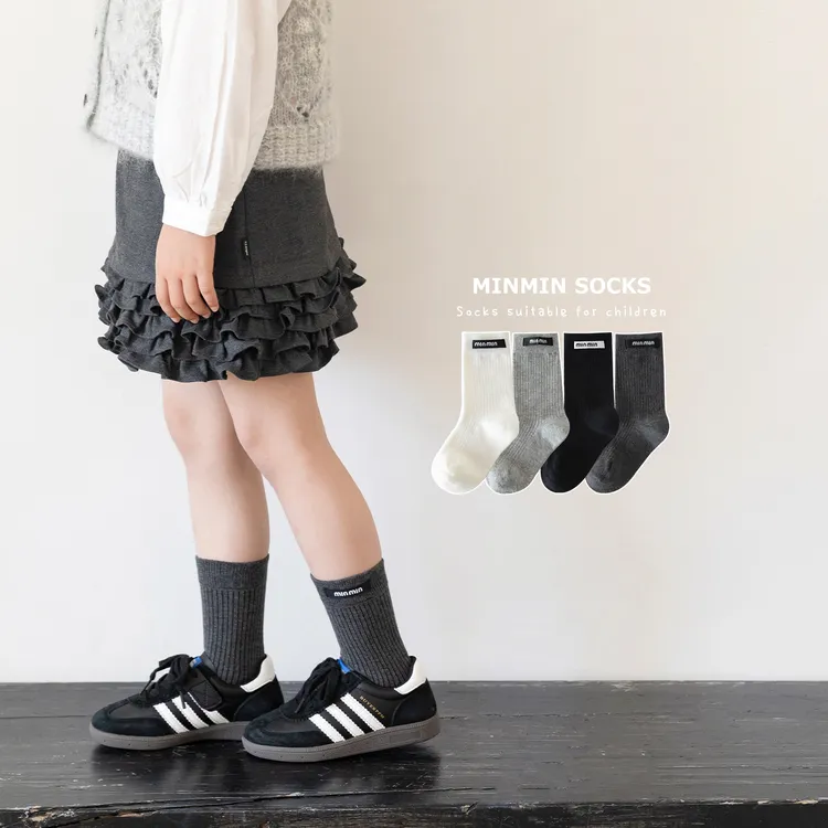 儿童袜子春秋精梳棉女童韩系布标潮袜秋季中大童女宝宝无骨中筒袜