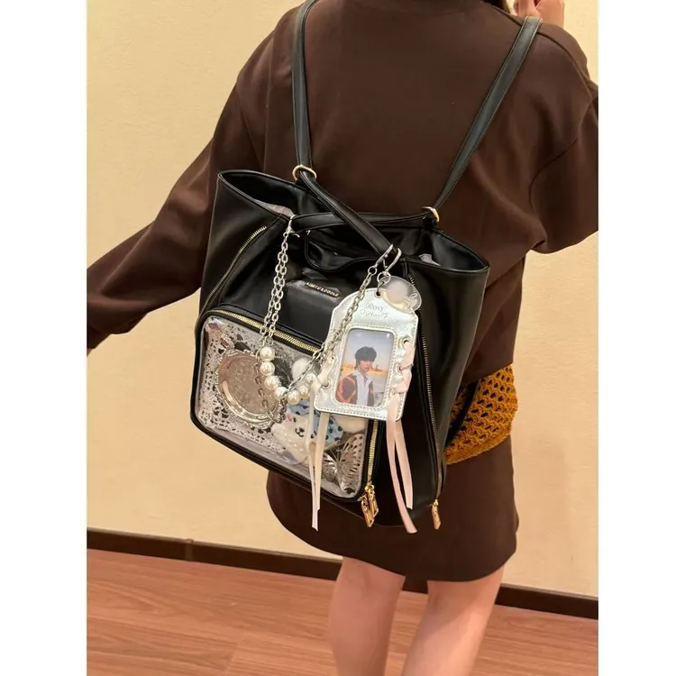 Aimitu2025新款简约百搭洋气大容量单肩痛包日系可爱风双肩包