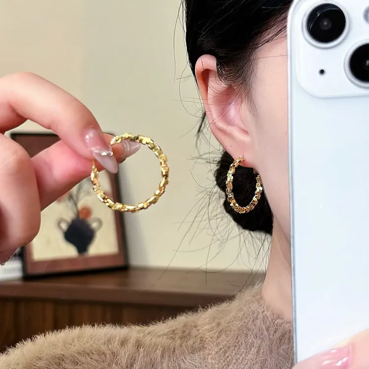 【碎银款式】金色耳圈百搭高级耳饰品轻奢圈圈韩版