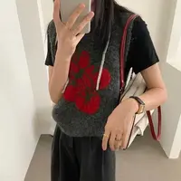 韩系圆领番茄针织马甲