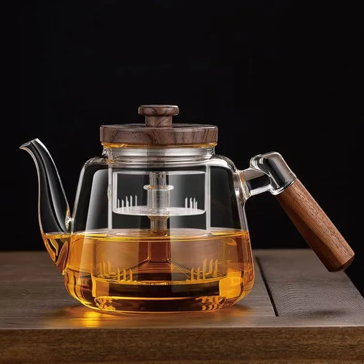 大容量胡桃木玻璃煮煮茶壶蒸茶壶加厚煮茶器耐高温加用煮茶烧水壶
