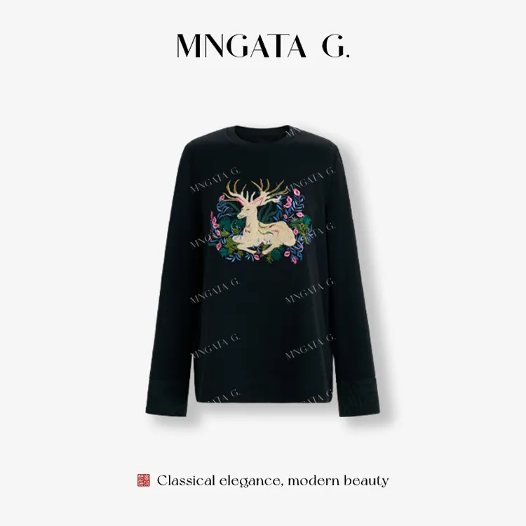 MNGATA G.宫小妍【遇见花鹿】棉质新中式中国风秋冬上衣5092558