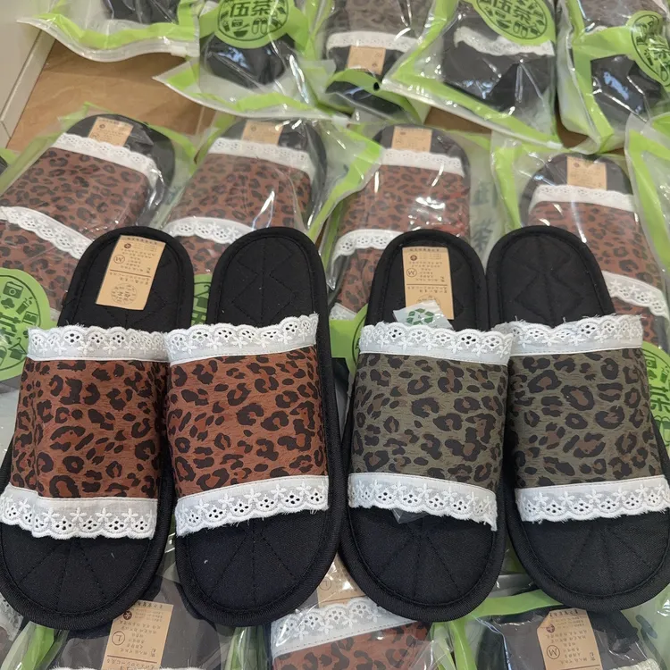 新款伍茶静音布底防滑地板拖时尚情侣家居纯棉布可机洗