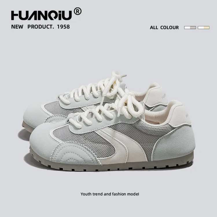环球浅灰蓝小众德训鞋女2025夏季新款软底百搭潮复古面包鞋HC6926