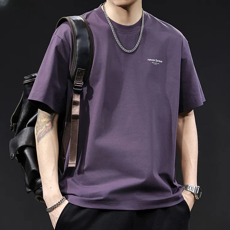 美式日系百搭夏季青少年圆领T恤短袖男士高端半袖大码t恤ins打底