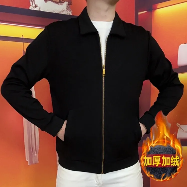 绅度欧品【顺丰包邮】冬季男士加绒加厚翻领外套休闲百搭保暖开衫H8