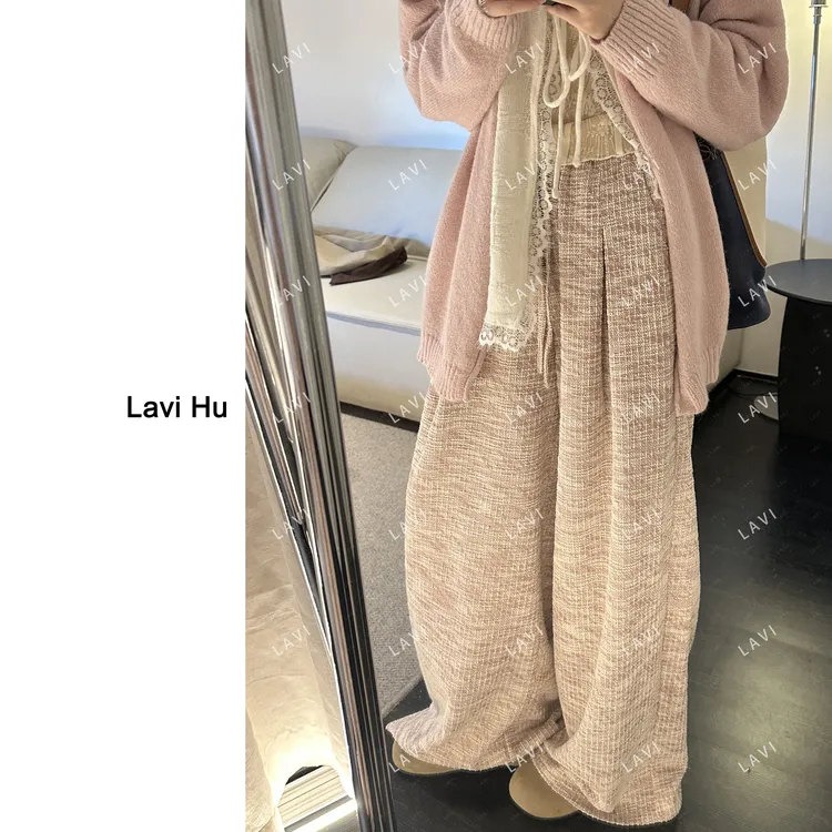 松月茶烟 女装针织直筒休闲裤阔腿裤QJ3464