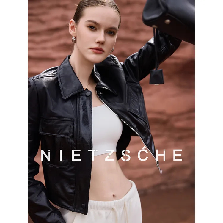 Nietzsche｜微醺波尔多｜1oo%进口奢级油蜡绵羊皮经典外套皮衣50195