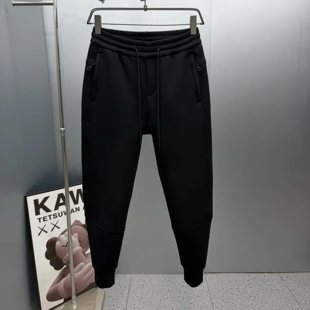 黑色卫裤秋冬新款束脚裤拼接斜拉链口袋运动休闲裤小脚潮流百搭