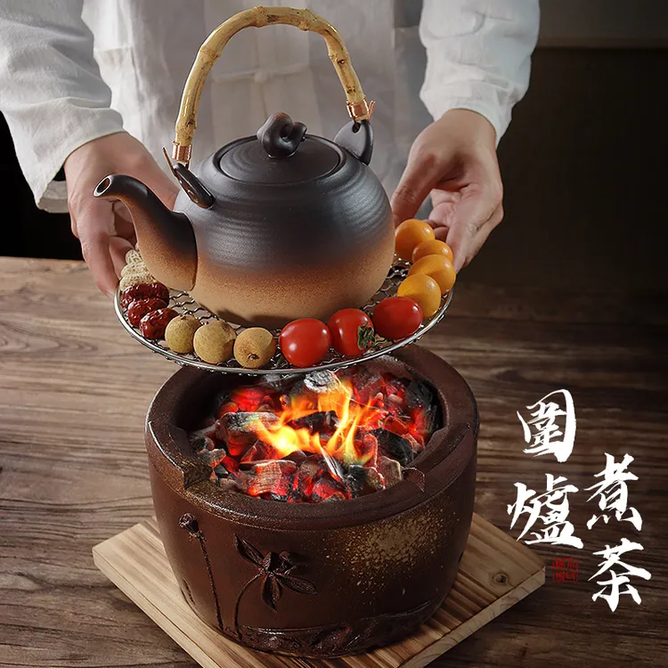 棉小城冬日围炉煮茶壶室内烤火炉茶炉手工大号碳炉老式火锅烧烤炉