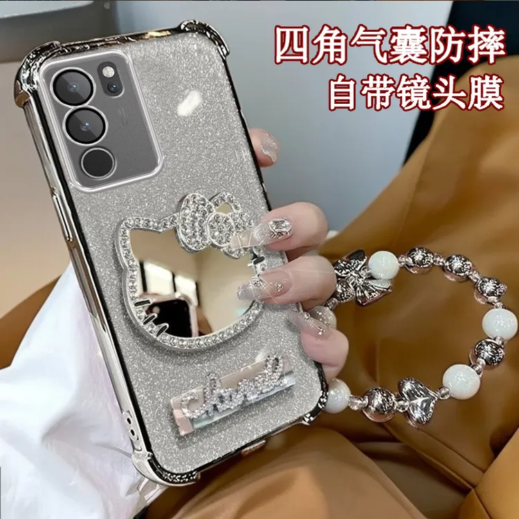水钻KT猫补妆镜子VIVOS17Pro手机壳四角防摔V2284A全包s17奢华