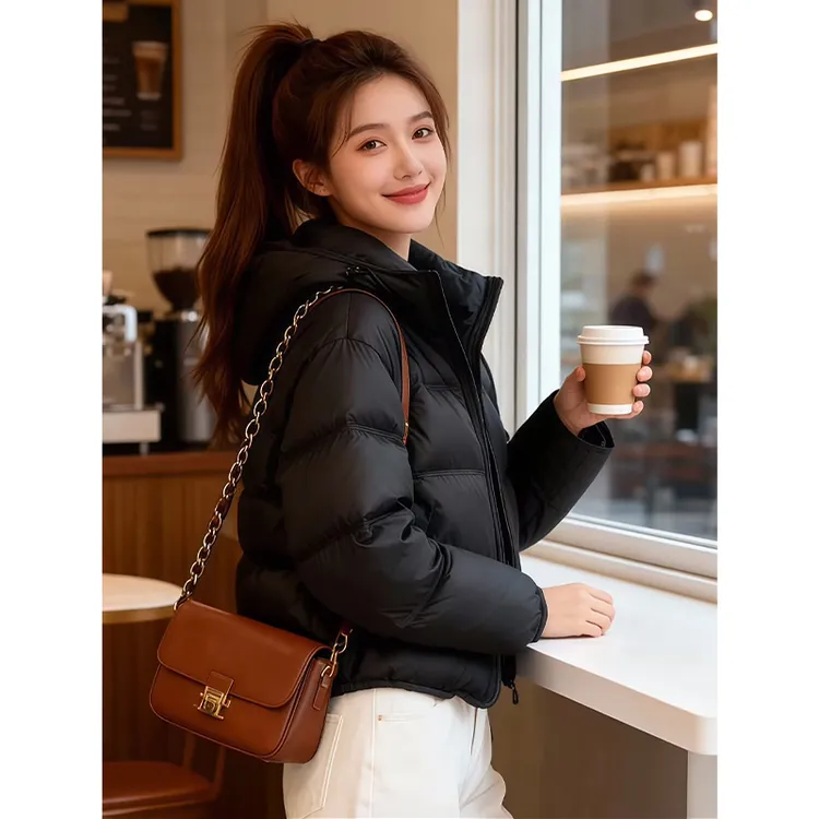 泡芙蓬松连帽棉服女2025冬季宽松加厚短款设计感肯豆面包服外套潮