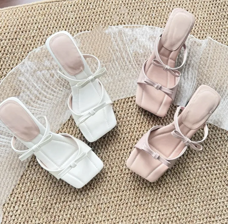 【6cm｜爱丽丝｜一鞋两穿】法式方头气质蝴蝶结甜美风时尚凉鞋凉拖