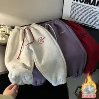 【爆款福利】儿童男女童舒适保暖厚实卫裤亲子款加绒加厚刺绣裤