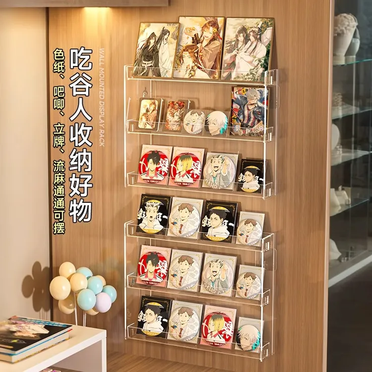 吧唧展示架挂墙亚克力多层桌面置物架色纸徽章壁挂周边谷子收纳盒