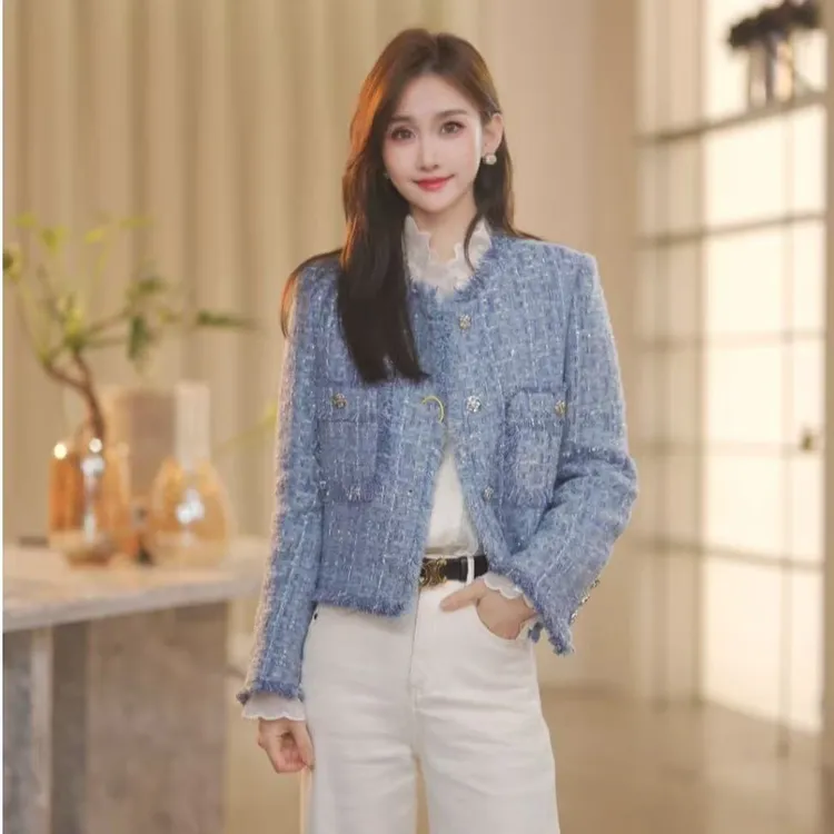 Shaw Eleven2025年秋季薄款亮片长袖小香风女装轻奢X880806