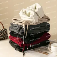 【源头厂家】冬季加绒蚕 丝羊 绒直筒裤高腰气质百搭显瘦休闲裤7123