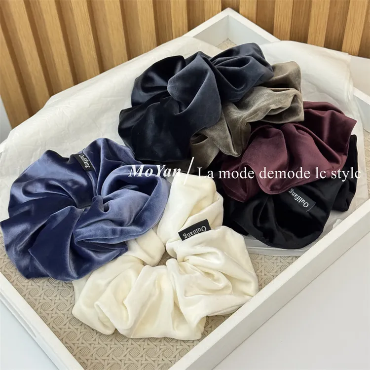 韩版纯色雪绵绒大肠发圈高级感柔软马尾发绳气质百搭扎头绳绑头花