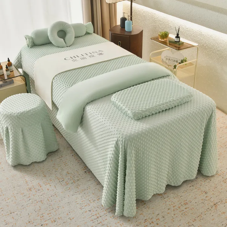 豆豆绒美容床罩四件套美容院高档轻奢牛奶绒秋冬按摩理疗床套床单