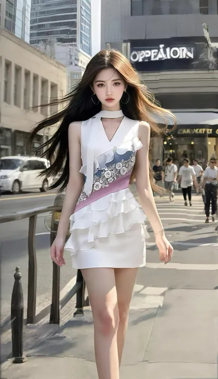 夏季新款白色V领无袖修身包臀设计感连衣裙女小众时尚气质高级感
