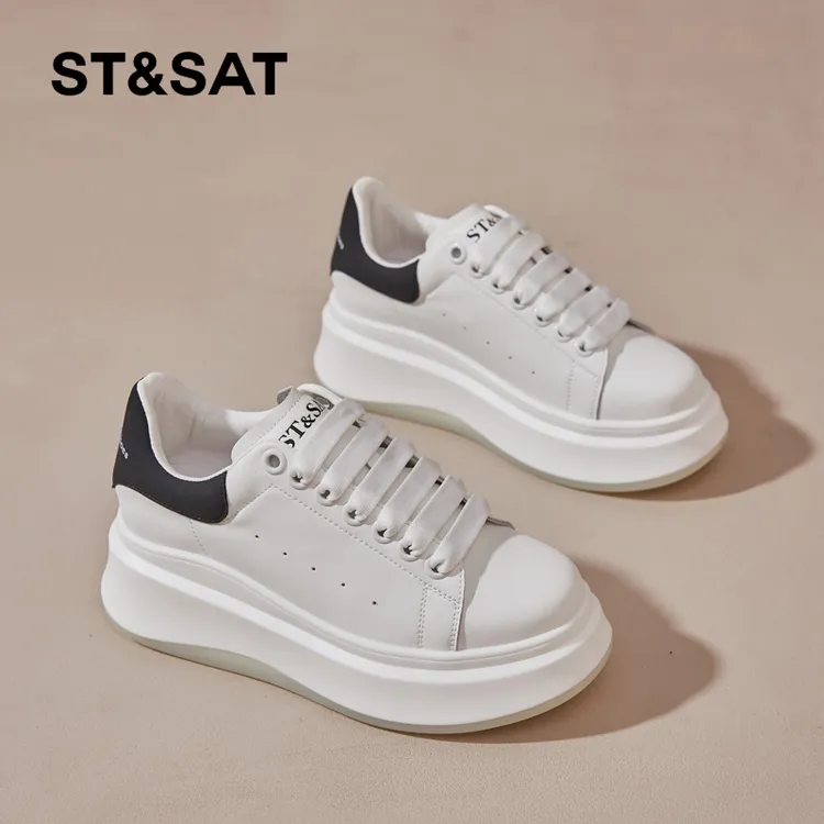 星期六小个子女鞋厚底小白鞋2025春季新款增高百搭板鞋透气不累脚