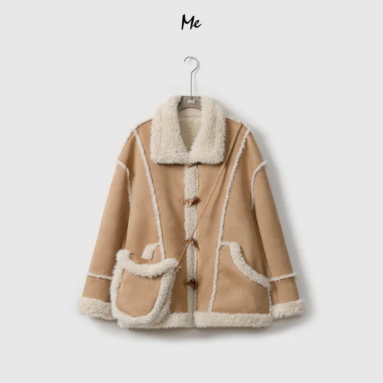 ME【爵士派对】含包包厚实一手长毛边搭缝设计保暖高端外套MEQA4915