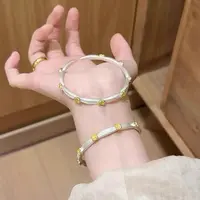 足银手镯 桂花纯银手镯女9999古法实心开口镯子银镯子情人节礼物