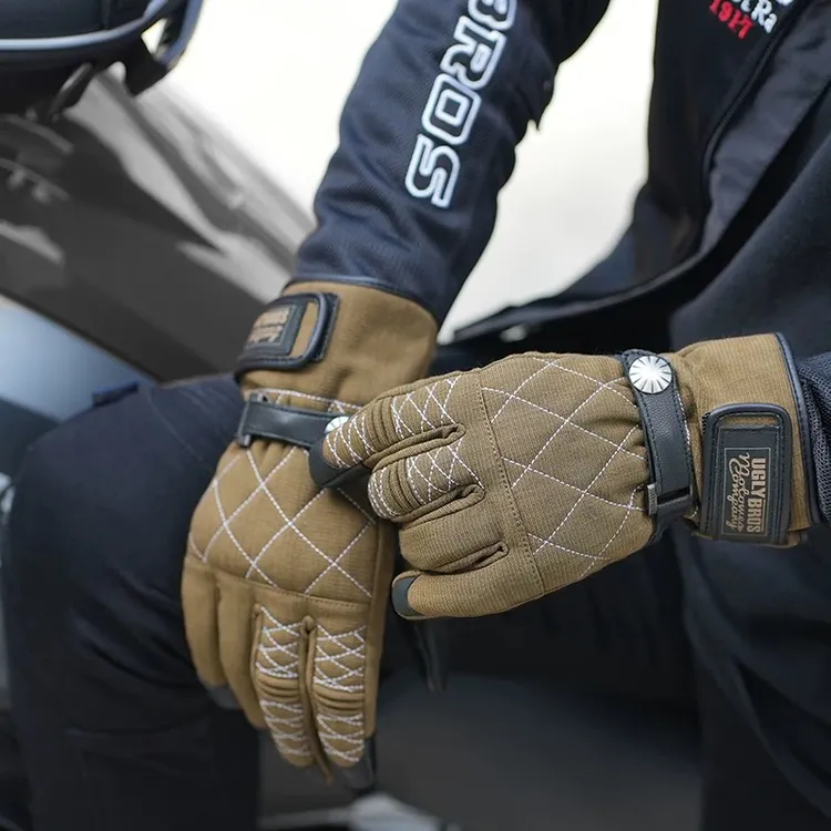 丑兄弟冬季加绒防水摩托车防摔骑行手套防风防水加厚保暖真皮男女